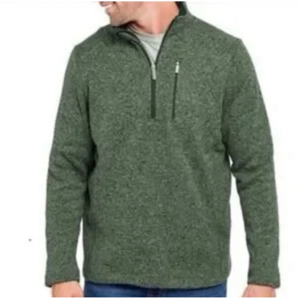 Woolrich Mens Fleece Pullover Quarter Zip Sweater Pullover Jacket XL Cedar Green